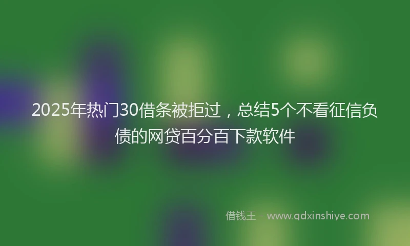 2025年热门30借条被拒过，总结5个不看征信负债的网贷百分百下款软件