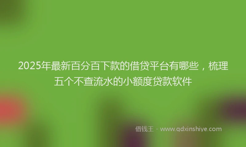 2025年最新百分百下款的借贷平台有哪些，梳理五个不查流水的小额度贷款软件