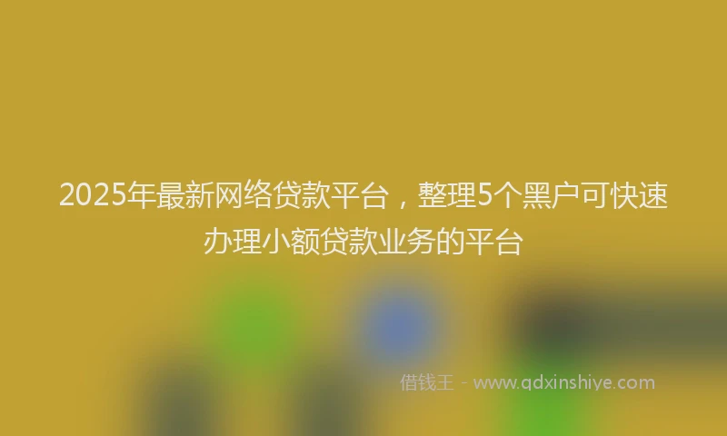 2025年最新网络贷款平台，整理5个黑户可快速办理小额贷款业务的平台