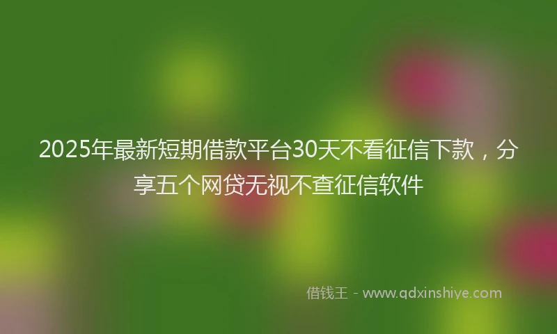 2025年最新短期借款平台30天不看征信下款，分享五个网贷无视不查征信软件