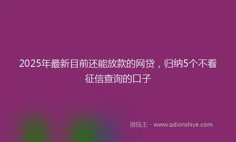 2025年最新目前还能放款的网贷，归纳5个不看征信查询的口子