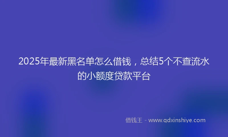 2025年最新黑名单怎么借钱，总结5个不查流水的小额度贷款平台