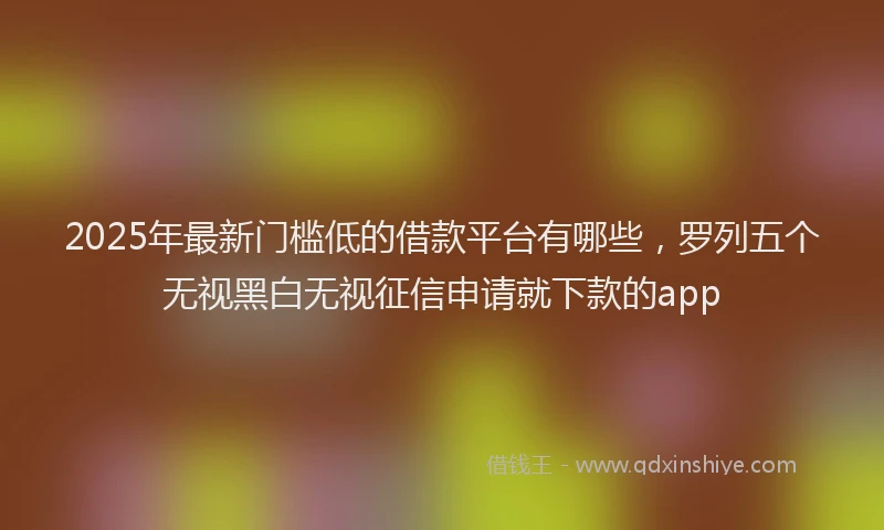 2025年最新门槛低的借款平台有哪些，罗列五个无视黑白无视征信申请就下款的app