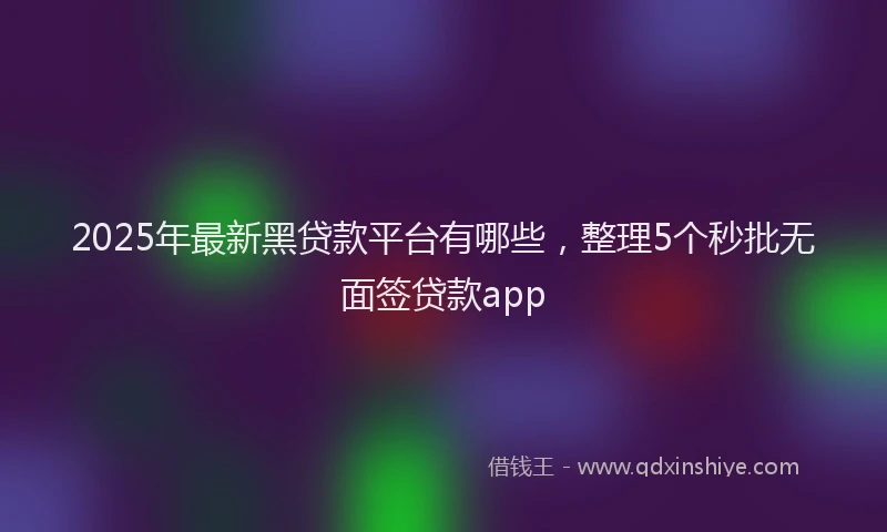 2025年最新黑贷款平台有哪些，整理5个秒批无面签贷款app