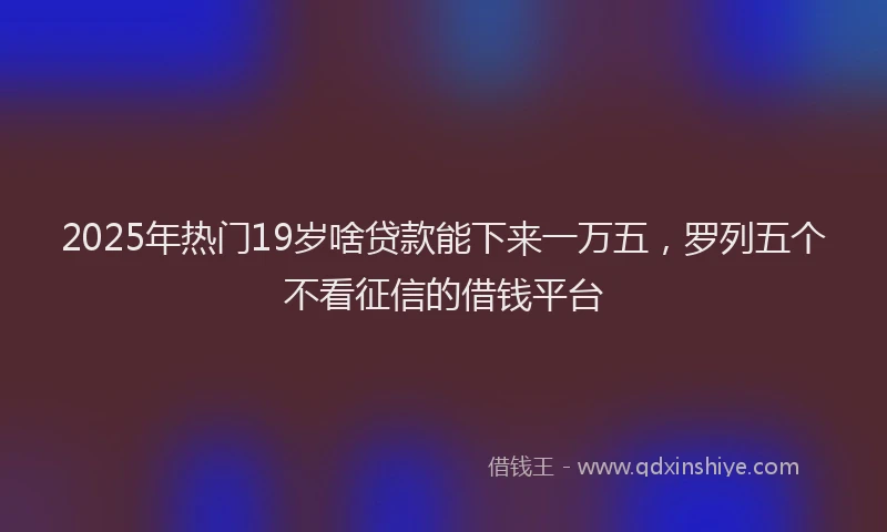 2025年热门19岁啥贷款能下来一万五，罗列五个不看征信的借钱平台