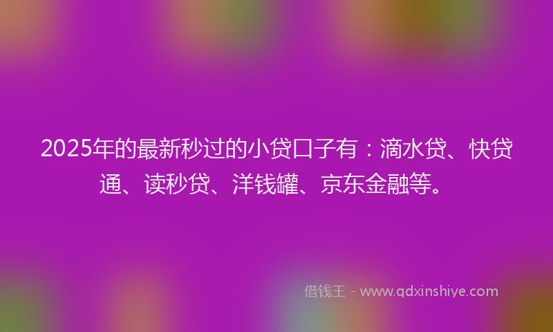 2025年的最新秒过的小贷口子有：滴水贷、快贷通、读秒贷、洋钱罐、京东金融等。