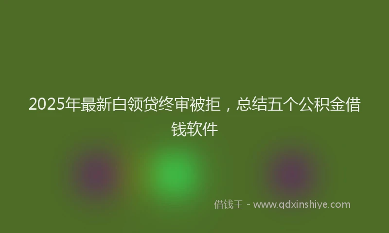 2025年最新白领贷终审被拒，总结五个公积金借钱软件