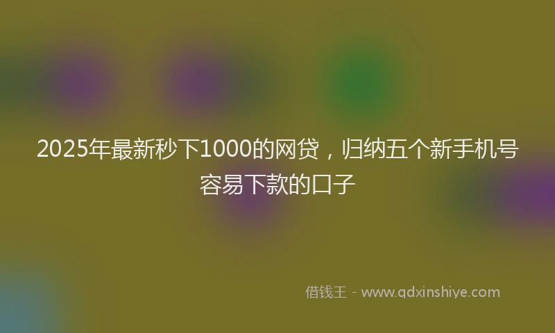 2025年最新秒下1000的网贷，归纳五个新手机号容易下款的口子