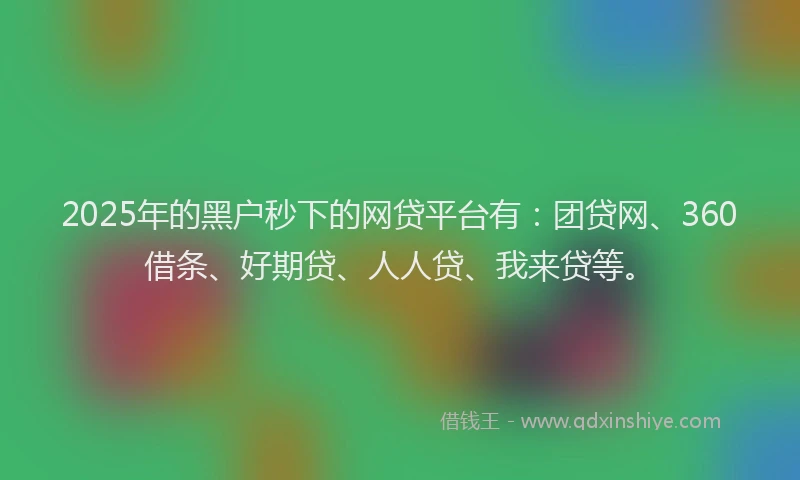 2025年的黑户秒下的网贷平台有：团贷网、360借条、好期贷、人人贷、我来贷等。