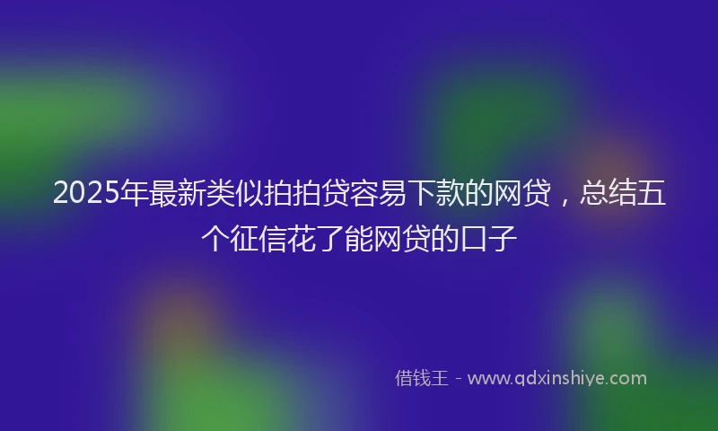 2025年最新类似拍拍贷容易下款的网贷，总结五个征信花了能网贷的口子