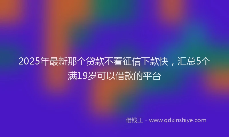 2025年最新那个贷款不看征信下款快，汇总5个满19岁可以借款的平台