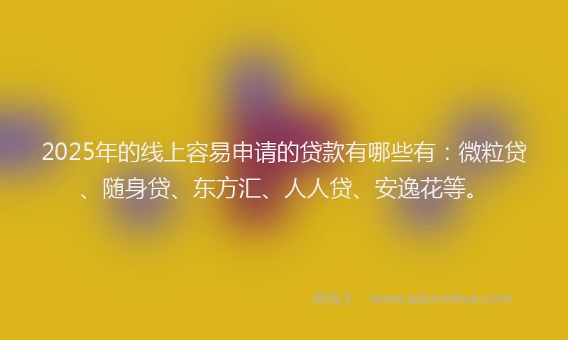 2025年的线上容易申请的贷款有哪些有：微粒贷、随身贷、东方汇、人人贷、安逸花等。