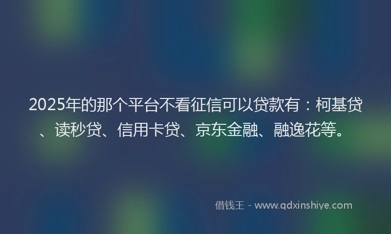 2025年的那个平台不看征信可以贷款有：柯基贷、读秒贷、信用卡贷、京东金融、融逸花等。
