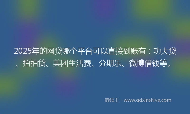 2025年的网贷哪个平台可以直接到账有：功夫贷、拍拍贷、美团生活费、分期乐、微博借钱等。