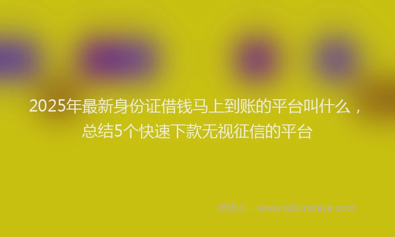 2025年最新身份证借钱马上到账的平台叫什么，总结5个快速下款无视征信的平台