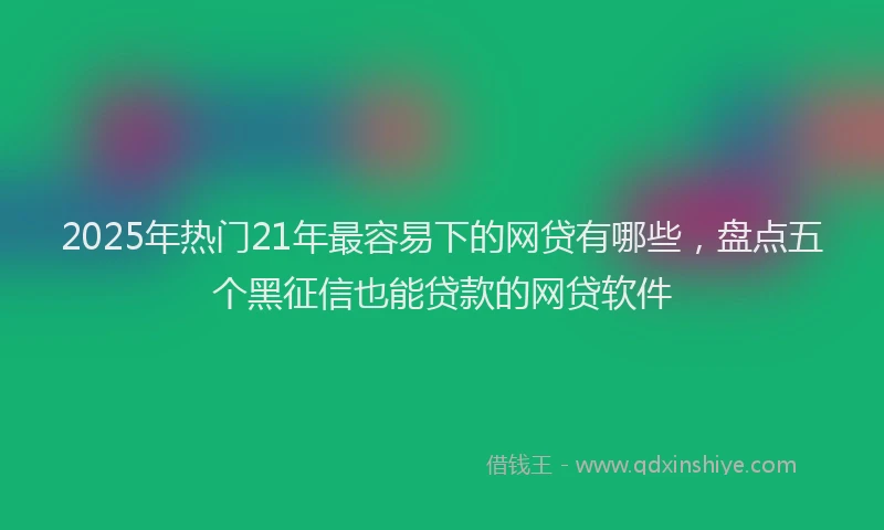 2025年热门21年最容易下的网贷有哪些，盘点五个黑征信也能贷款的网贷软件