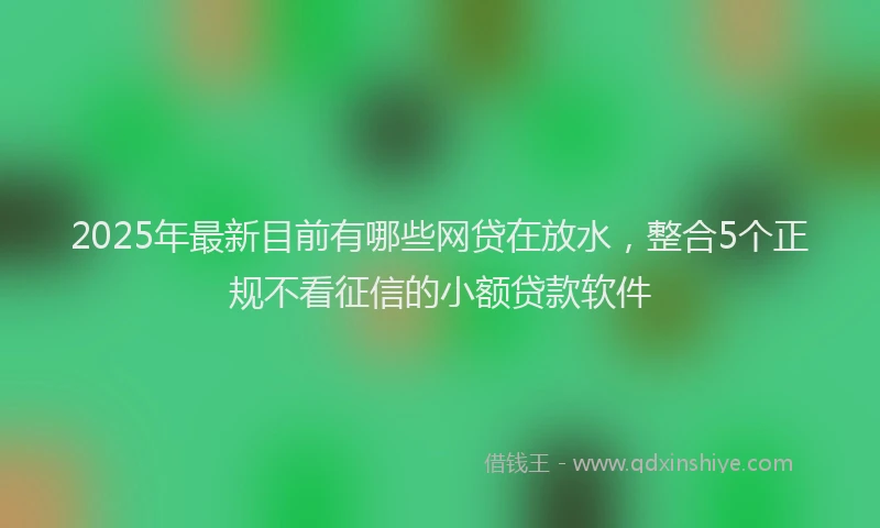 2025年最新目前有哪些网贷在放水，整合5个正规不看征信的小额贷款软件
