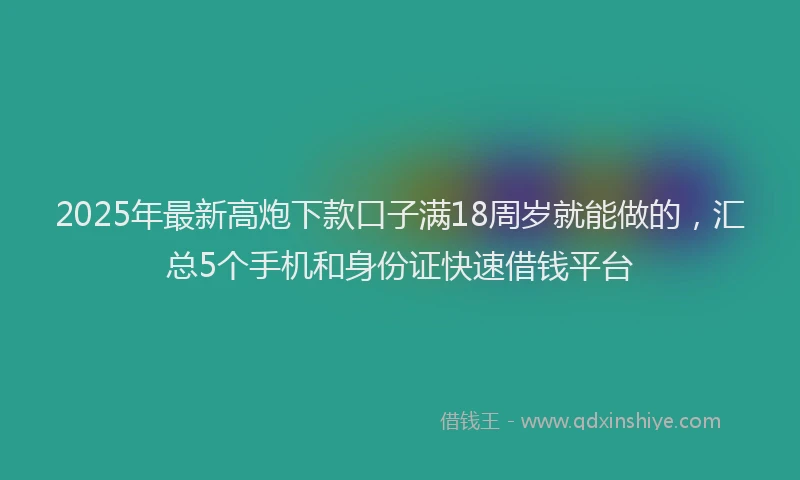 2025年最新高炮下款口子满18周岁就能做的，汇总5个手机和身份证快速借钱平台