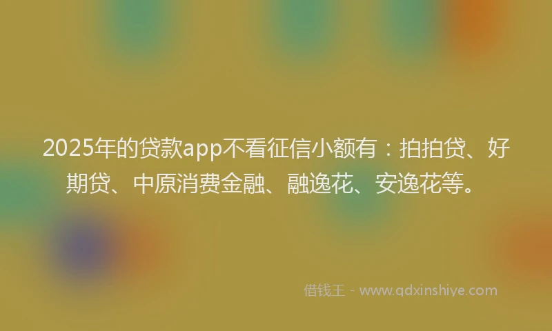 2025年的贷款app不看征信小额有：拍拍贷、好期贷、中原消费金融、融逸花、安逸花等。