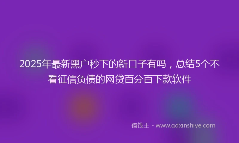 2025年最新黑户秒下的新口子有吗，总结5个不看征信负债的网贷百分百下款软件