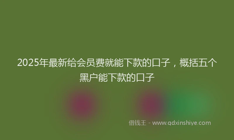 2025年最新给会员费就能下款的口子，概括五个黑户能下款的口子