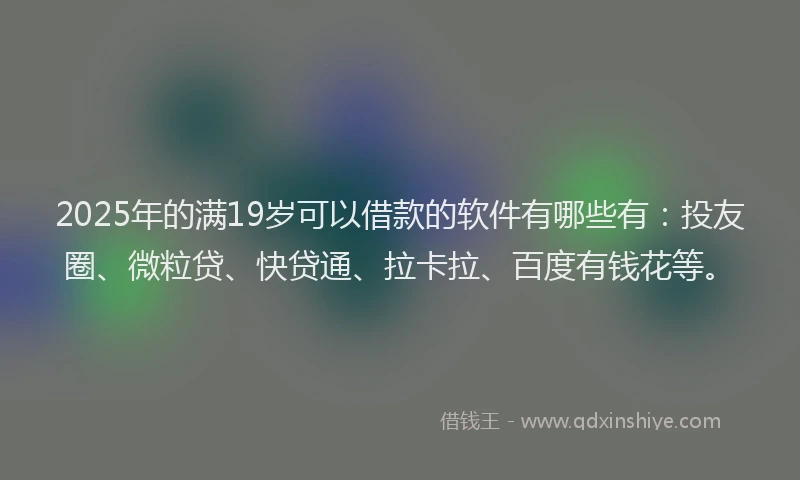 2025年的满19岁可以借款的软件有哪些有：投友圈、微粒贷、快贷通、拉卡拉、百度有钱花等。