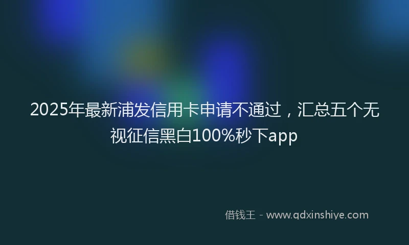 2025年最新浦发信用卡申请不通过，汇总五个无视征信黑白100%秒下app