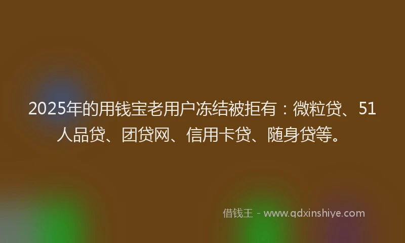 2025年的用钱宝老用户冻结被拒有：微粒贷、51人品贷、团贷网、信用卡贷、随身贷等。