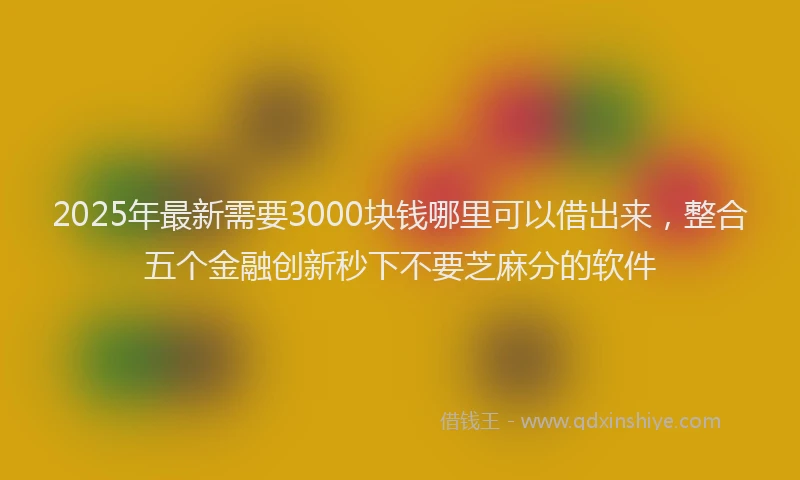 2025年最新需要3000块钱哪里可以借出来，整合五个金融创新秒下不要芝麻分的软件
