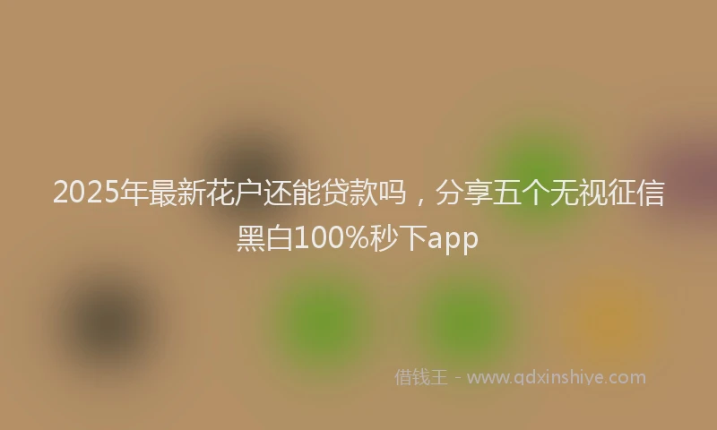 2025年最新花户还能贷款吗，分享五个无视征信黑白100%秒下app