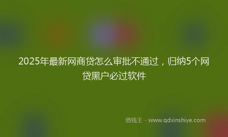 2025年最新网商贷怎么审批不通过，归纳5个网贷黑户必过软件
