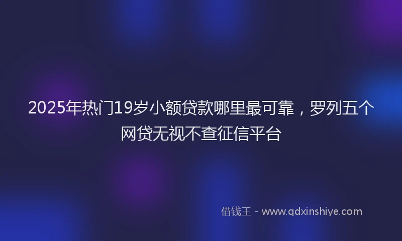 2025年热门19岁小额贷款哪里最可靠，罗列五个网贷无视不查征信平台