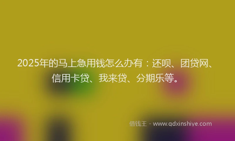 2025年的马上急用钱怎么办有：还呗、团贷网、信用卡贷、我来贷、分期乐等。