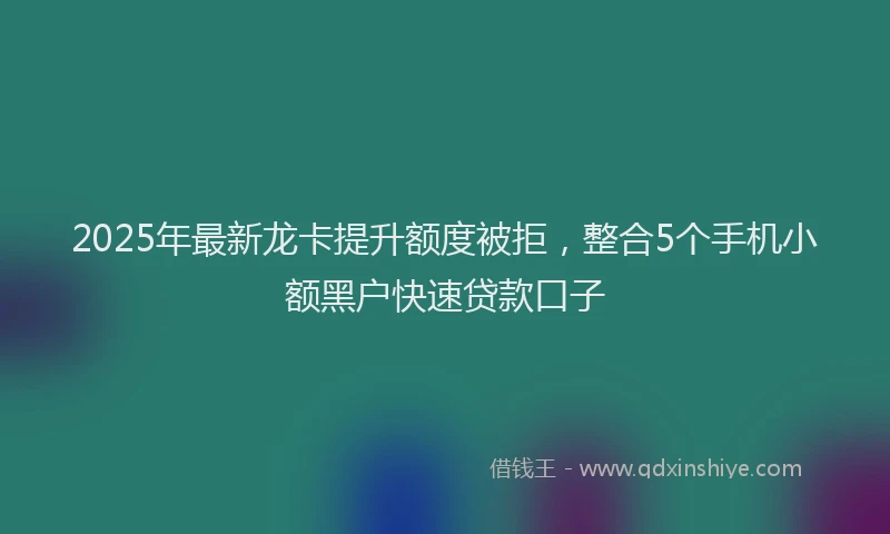 2025年最新龙卡提升额度被拒，整合5个手机小额黑户快速贷款口子