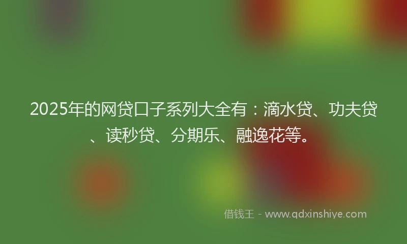 2025年的网贷口子系列大全有：滴水贷、功夫贷、读秒贷、分期乐、融逸花等。