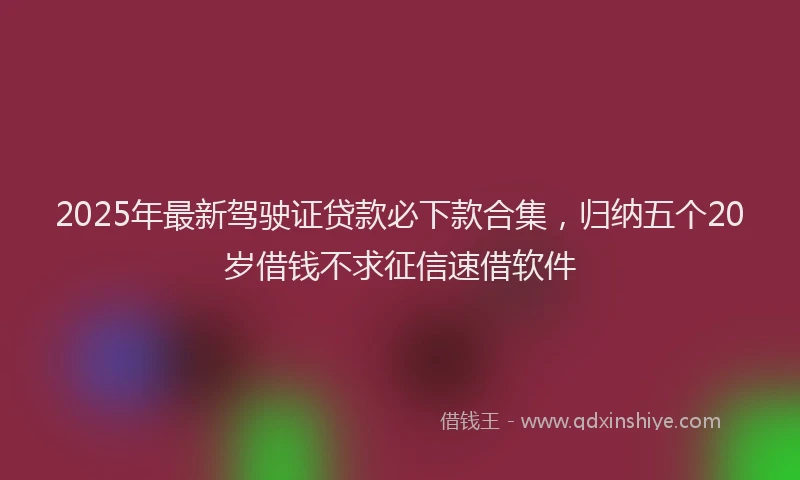 2025年最新驾驶证贷款必下款合集，归纳五个20岁借钱不求征信速借软件