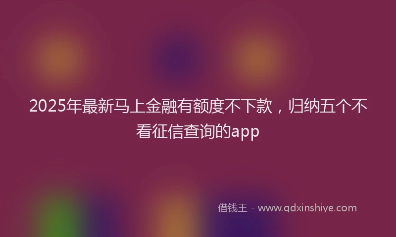 2025年最新马上金融有额度不下款，归纳五个不看征信查询的app