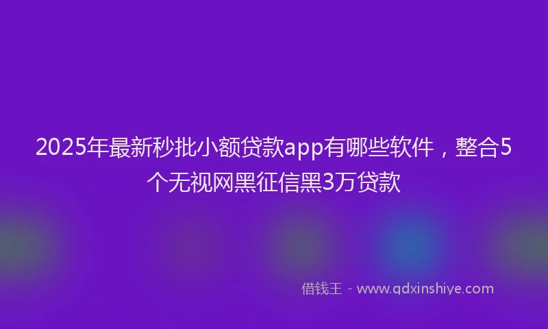 2025年最新秒批小额贷款app有哪些软件，整合5个无视网黑征信黑3万贷款