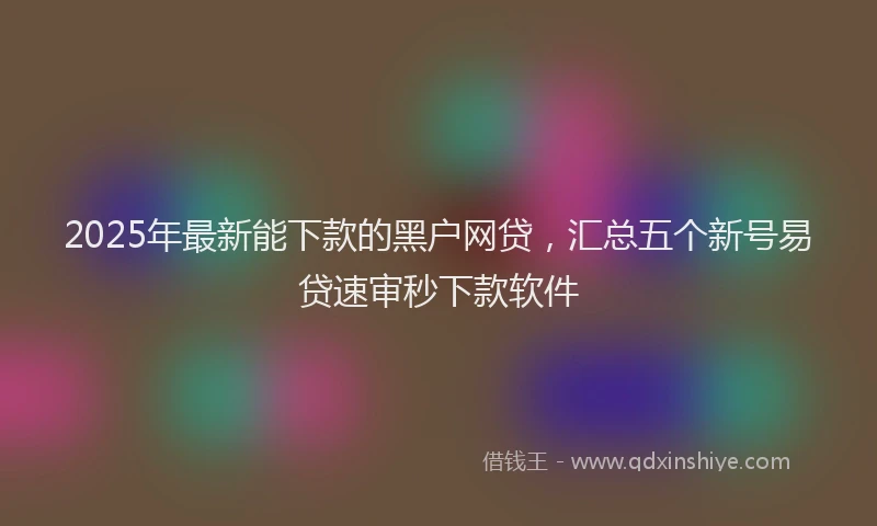 2025年最新能下款的黑户网贷，汇总五个新号易贷速审秒下款软件