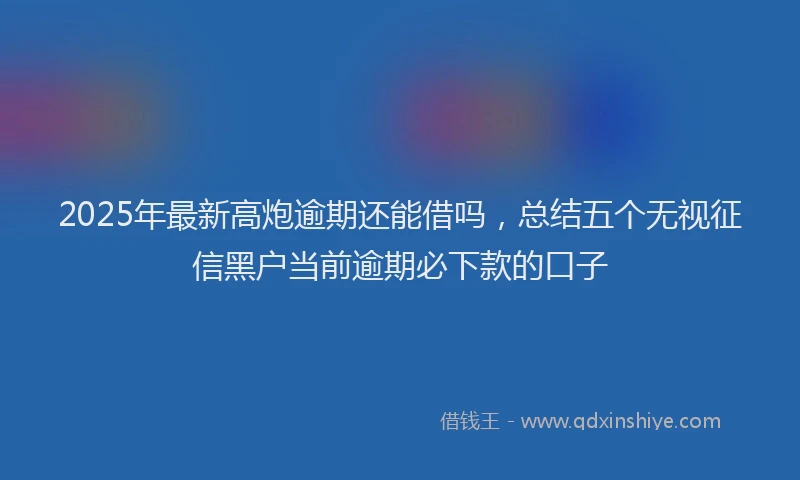 2025年最新高炮逾期还能借吗，总结五个无视征信黑户当前逾期必下款的口子