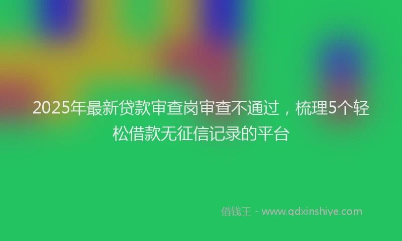 2025年最新贷款审查岗审查不通过，梳理5个轻松借款无征信记录的平台