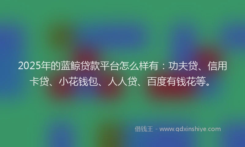2025年的蓝鲸贷款平台怎么样有：功夫贷、信用卡贷、小花钱包、人人贷、百度有钱花等。