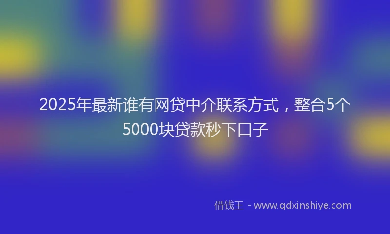 2025年最新谁有网贷中介联系方式，整合5个5000块贷款秒下口子