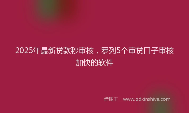 2025年最新贷款秒审核，罗列5个审贷口子审核加快的软件