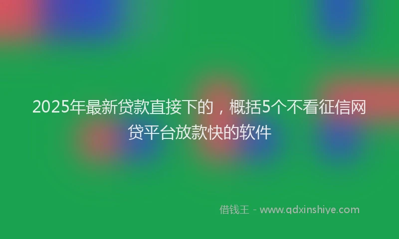 2025年最新贷款直接下的，概括5个不看征信网贷平台放款快的软件