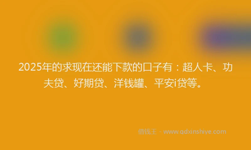 2025年的求现在还能下款的口子有：超人卡、功夫贷、好期贷、洋钱罐、平安i贷等。