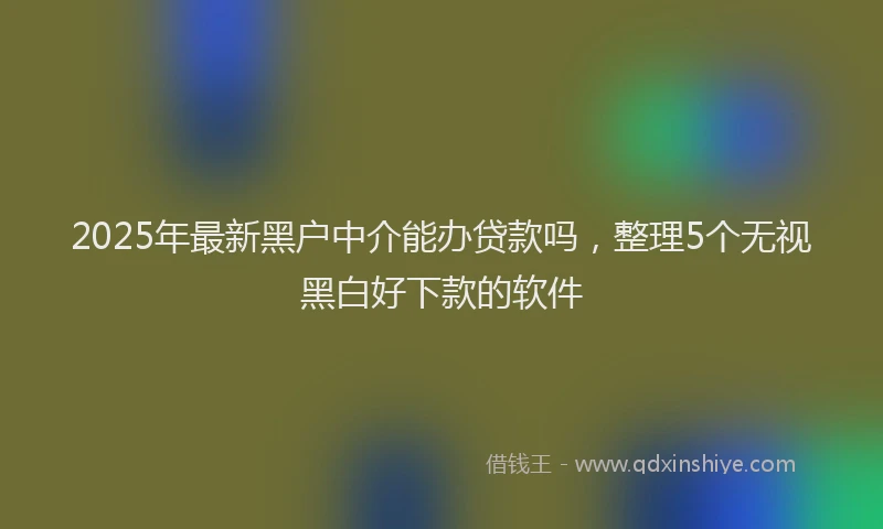 2025年最新黑户中介能办贷款吗，整理5个无视黑白好下款的软件