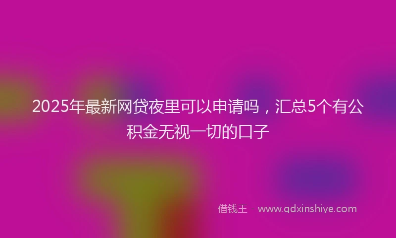 2025年最新网贷夜里可以申请吗，汇总5个有公积金无视一切的口子