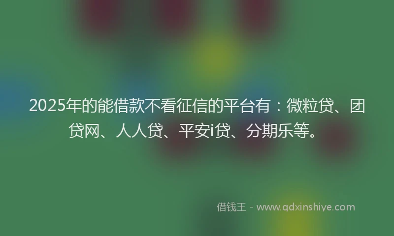 2025年的能借款不看征信的平台有：微粒贷、团贷网、人人贷、平安i贷、分期乐等。