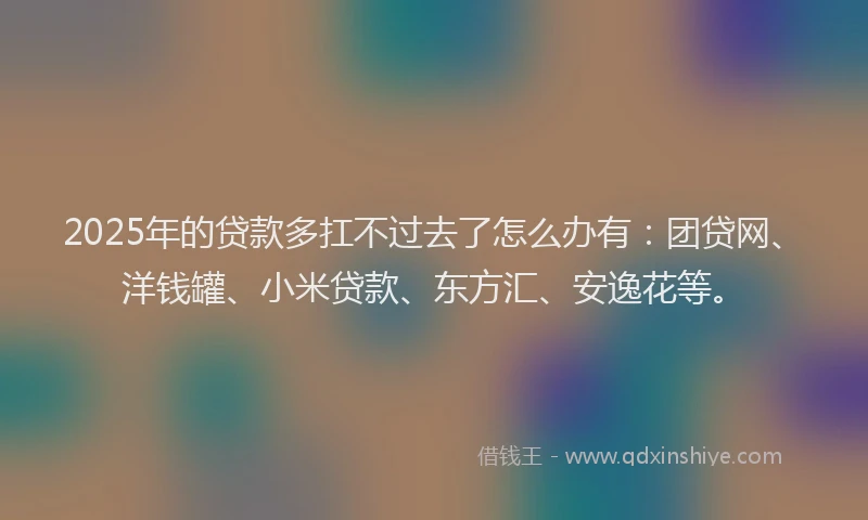 2025年的贷款多扛不过去了怎么办有：团贷网、洋钱罐、小米贷款、东方汇、安逸花等。